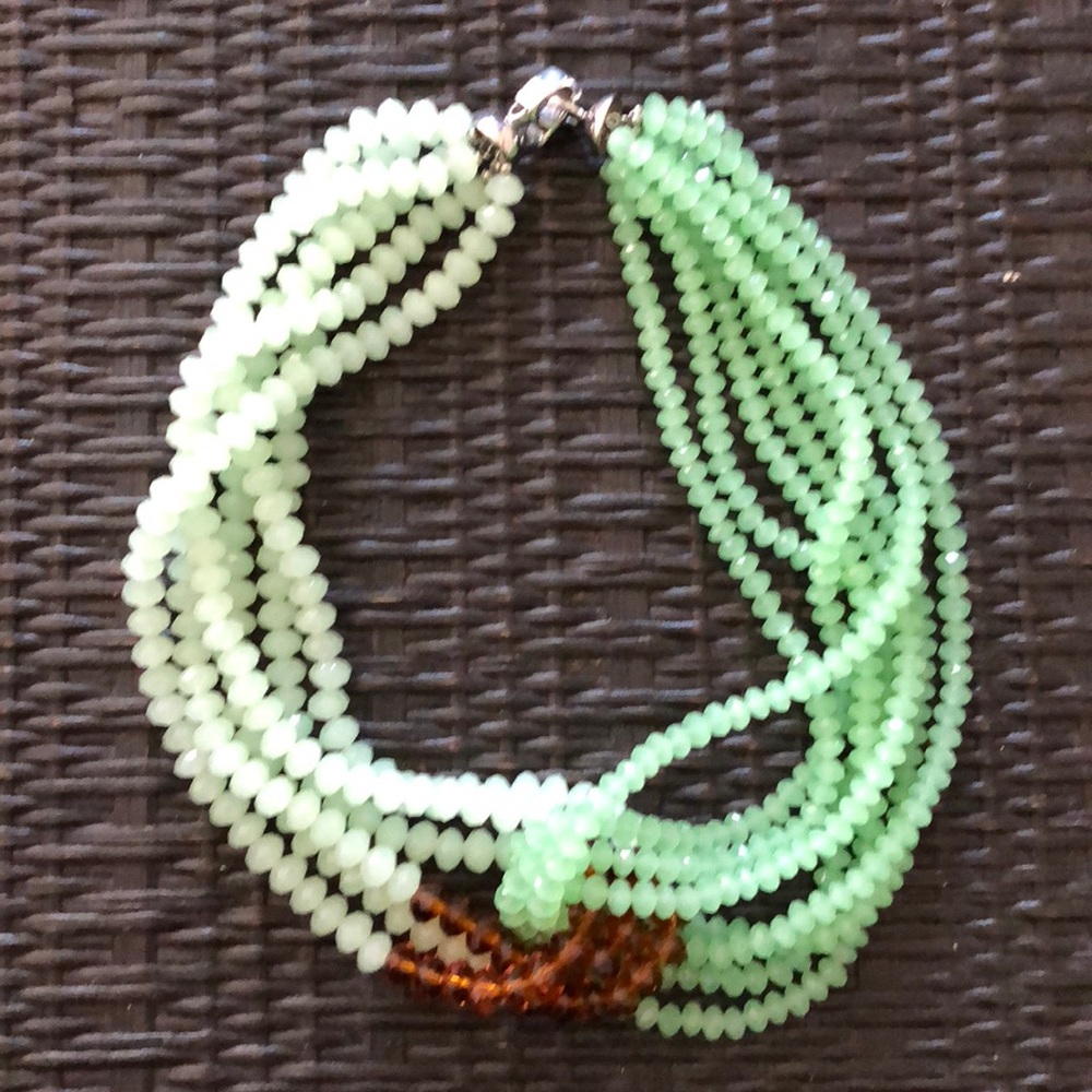 Three-tone crystal jadeite necklace
